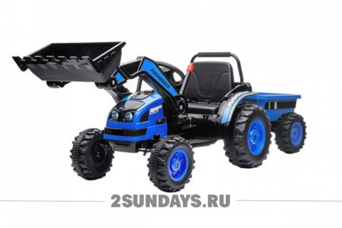 Электромобиль Трактор с ковшом и прицепом HL389 LUX BLUE TRAILER