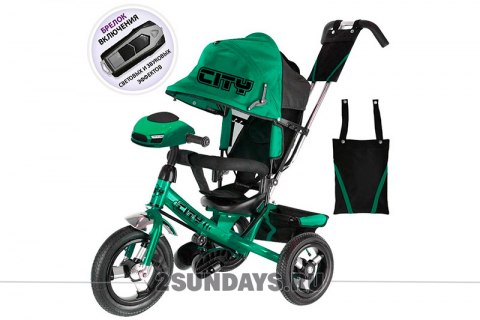 Велосипед City H7 зеленый с надувными колесами 10-8