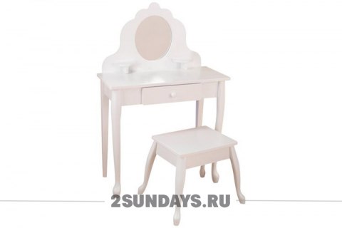 Туалетный столик из дерева для девочки Модница White Medium Vanity & Stool