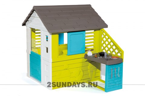 Smoby домик с кухней синий 810711