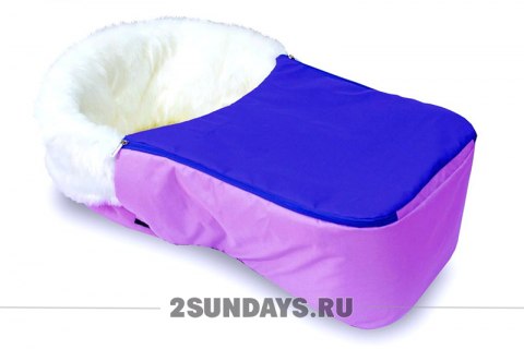 Матрац для санок Snow Baby Dream меховой с раздельной попоной на молнии - фиолетовый